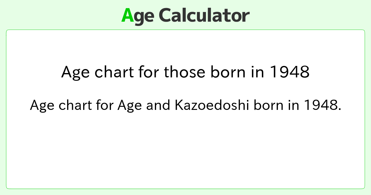 Age chart for those born in 1948 Age Calculator Site