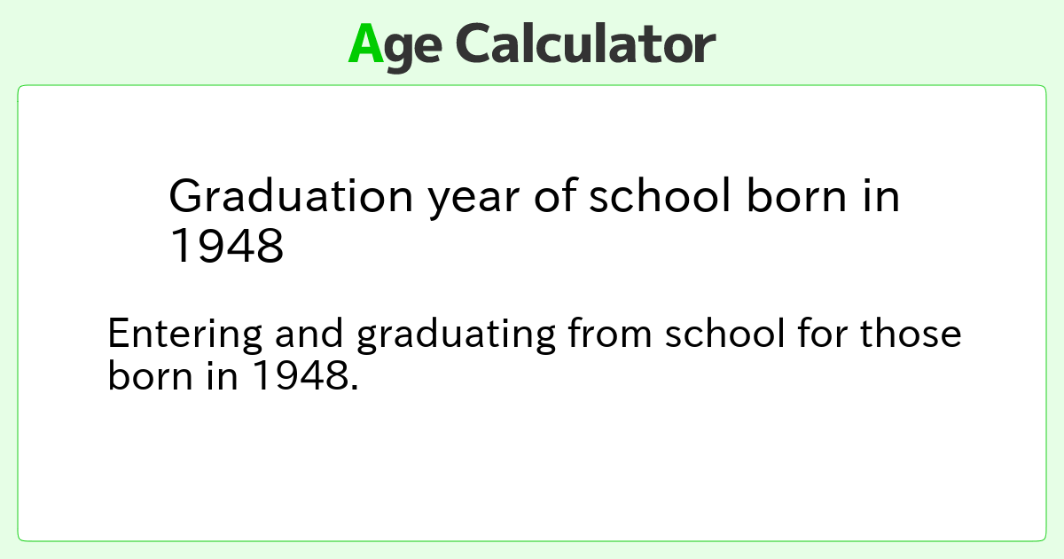 Graduation year of school born in 1948 Age Calculator Site