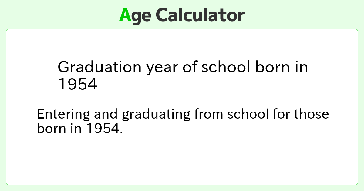Graduation year of school born in 1954 Age Calculator Site