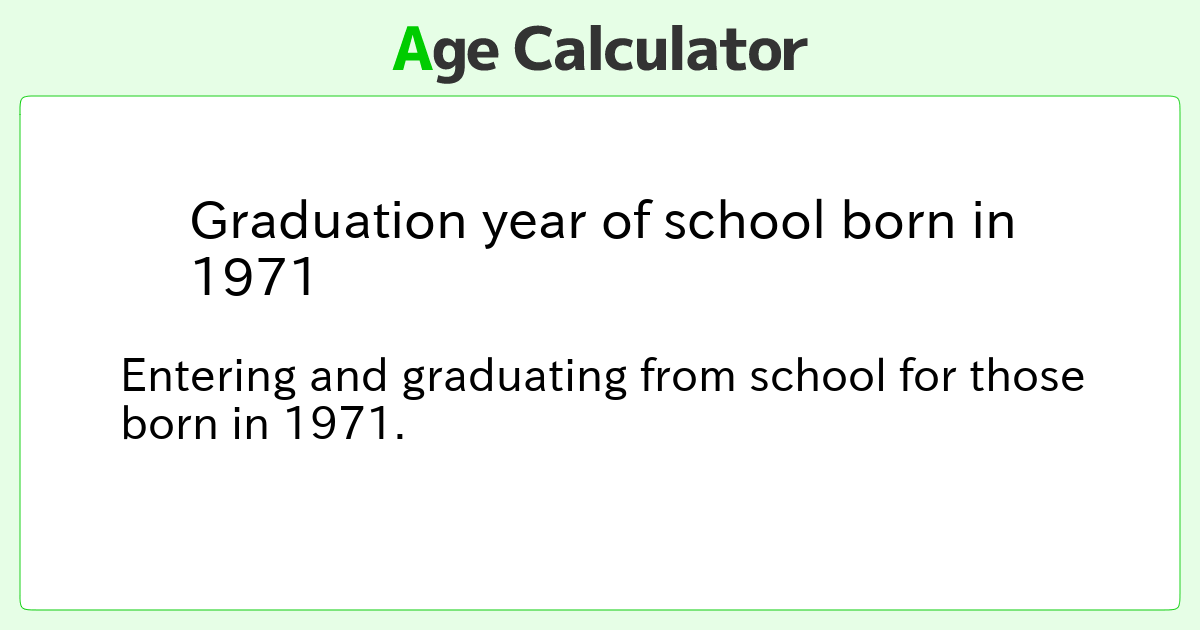 Graduation year of school born in 1971 Age Calculator Site