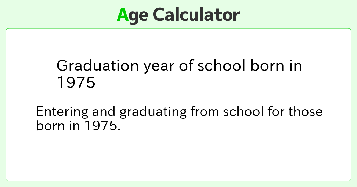 Graduation year of school born in 1975 Age Calculator Site