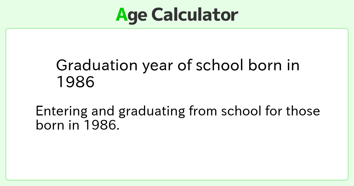 Graduation year of school born in 1986 Age Calculator Site